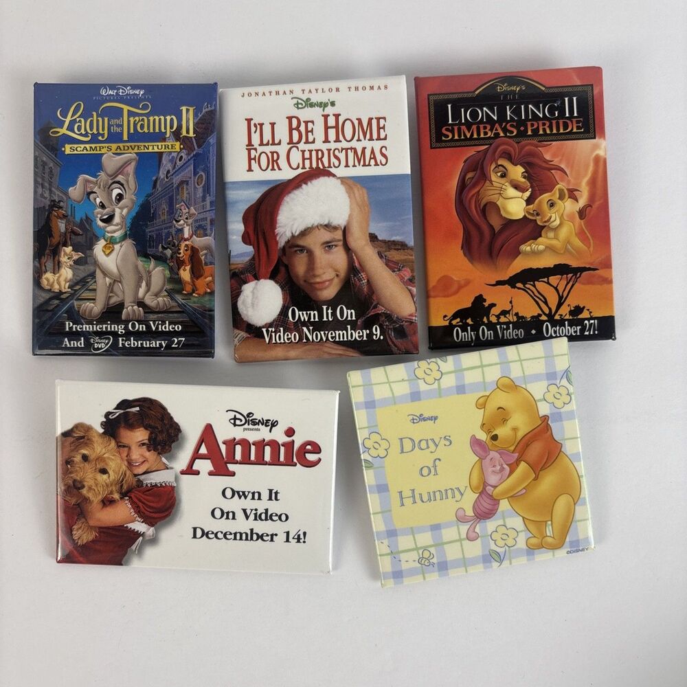 5 Promotion Pin Lot Disney Lady Tramp Annie Lion King Simba Pooh I’ll Be home Xm